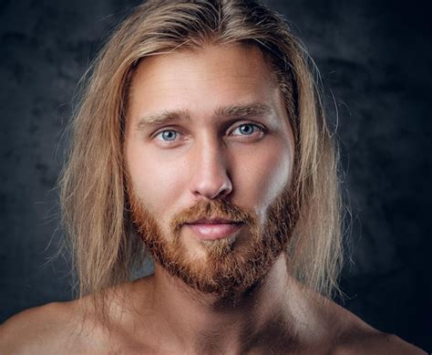 Free Photo Close Up Studio Portrait Of Redhead Bearded Male On Grey