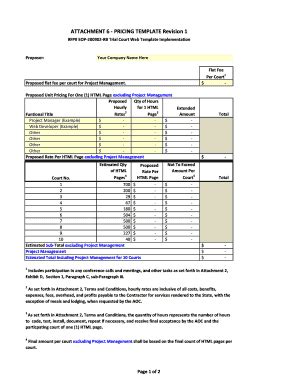 Fillable Online Courts Ca Attachment Pricing Template Revision