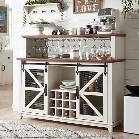 Amazon Wnutrees Farmhouse Coffee Bar Cabinet With Charging Station