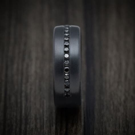 Darkened Tantalum Band With Black Diamonds Custom Made Men's Ring ...