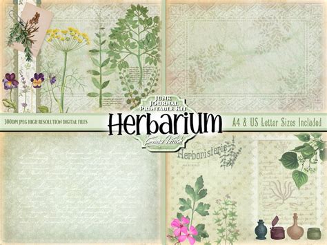 Herbal Botanical Junk Journal Printable Kit Herbal Remedies Etsy Uk