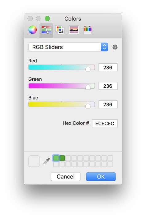 macos - Output format of the standard Mac OS Color Picker dialog ...