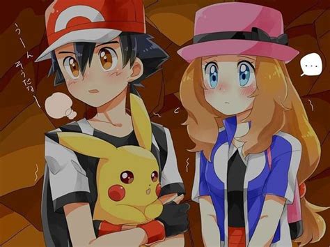 Ash And Serena With Pikachu Too Amourshipping By Willdynamo55 Ash Y