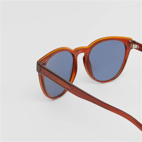 Round Frame Sunglasses in Amber - Men | Burberry United States