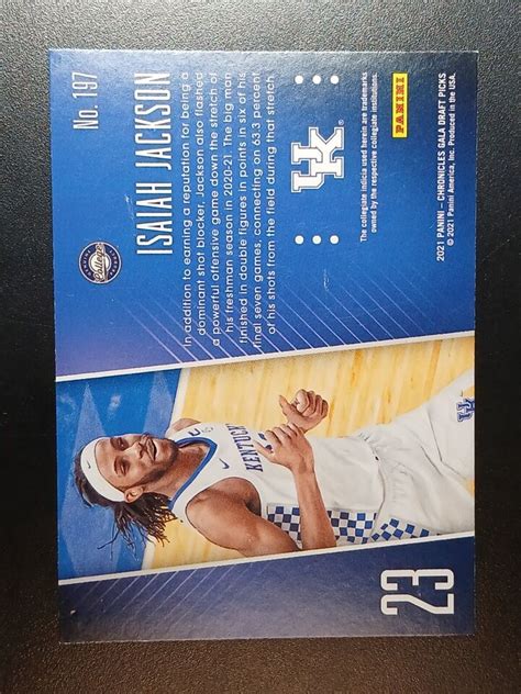 2021 22 Isaiah Jackson RC Panini Chronicles Draft Picks Kentucky