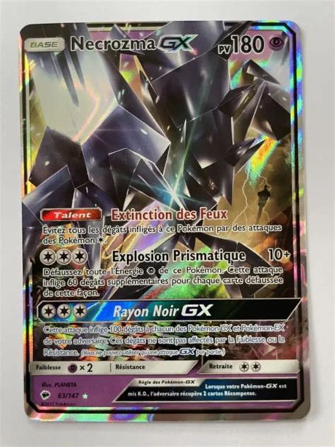 CARTE POKÉMON NECROZMA GX 63 147 Soleil et Lune Ombres Ardentes FR NEUF