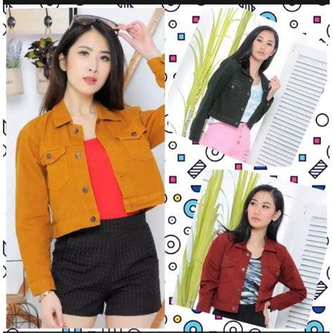 Jual Jaket Biondy Wanita Jaket Jeans Denim Crop Wanita Jaket Korean