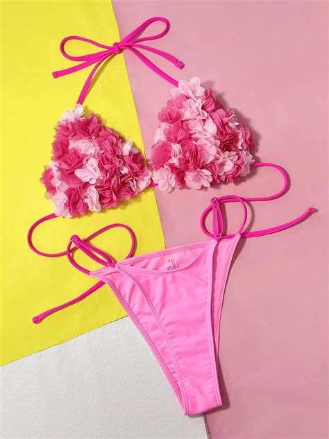 Micro Mini Bikini Set Pads Bikinis Push Up Bathing Suits D Floral Swimwear Td Mercado