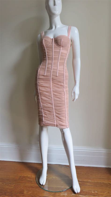 Dolce And Gabbana Nude Pink Silk Ruched Bodycon Corset Dress At 1stDibs Nude Corset Dress