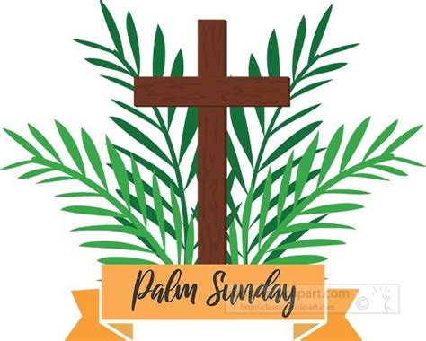 Christian Clipart Christian Palm Sunday Represented With Cross And