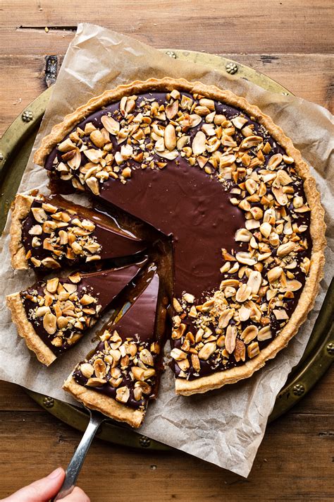 Vegan Chocolate Tart With Peanut Caramel Lazy Cat Kitchen