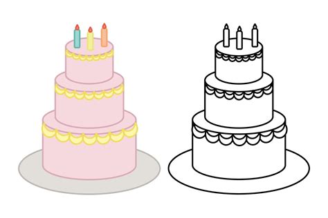 Coloring birthday cake with candles decorated flat 17550646 Vector Art at Vecteezy