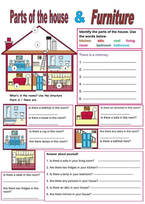 House And Furniture Worksheet For ESL Students