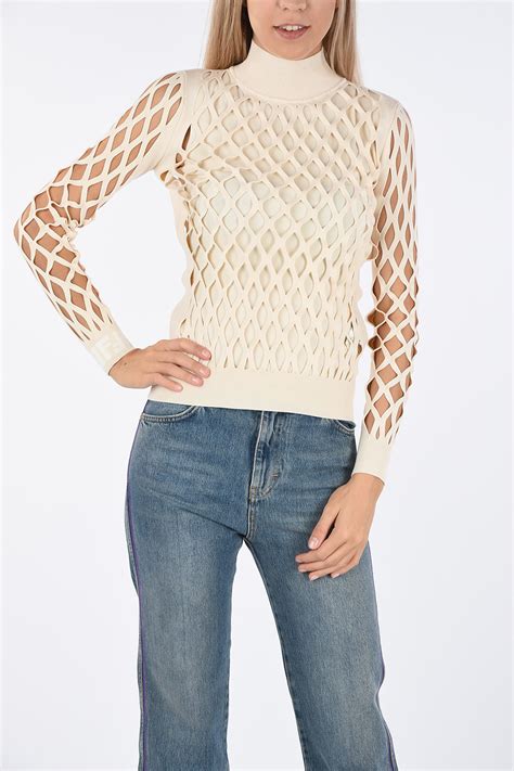 Fendi Twin Set Turtleneck Mesh Sweater damen - Glamood Outlet