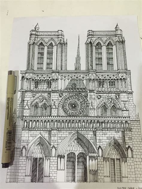 Notre Dame De Paris Architecture Drawing Art Perspective Drawing