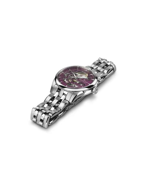 Orologio Hamilton Jazzmaster Skeleton Lady Auto Quadrante Viola