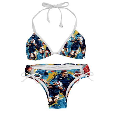 Football Detachable Sponge Adjustable Strap Bikini Set Two Pack Ideal For Beach Pool Parties