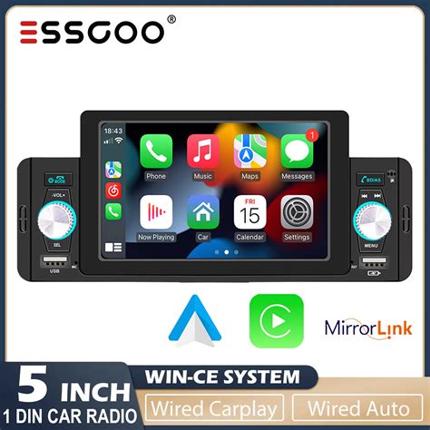 Essgoo Radio Car 5 Inch Touch Screen Wired Carplay Automotive Universal