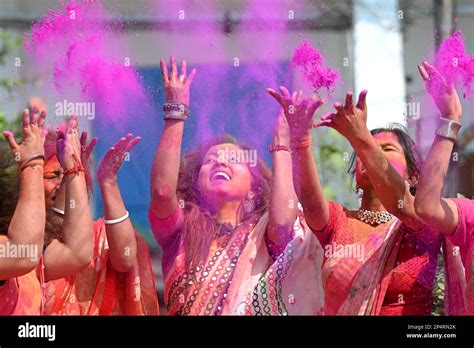 Agartala 6th Mar 2023 People Celebrate The Festival Of Colors Holi