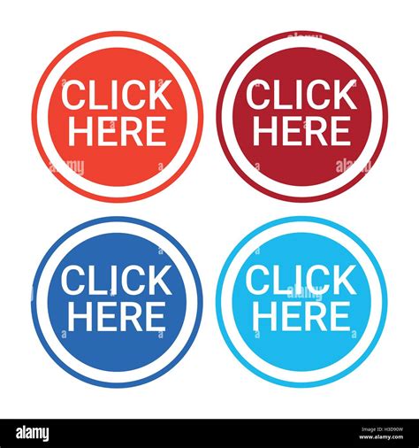 Click Here Button Colorful Web Icon Set Stock Vector Image And Art Alamy