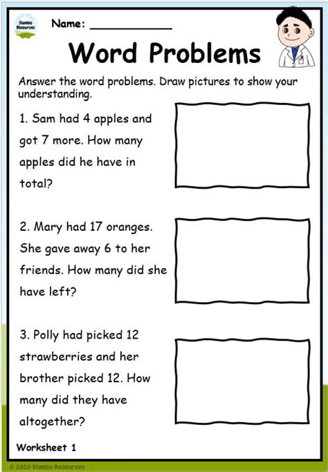 Grade 1 Word Problems Free Printables Math Worksheets Word Problem Worksheets Word