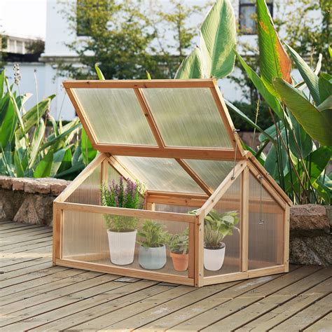 Greenhouse Nursery Vented Garden Planter Wood Cold Frame Bed Durable Sturdy Heavy Duty