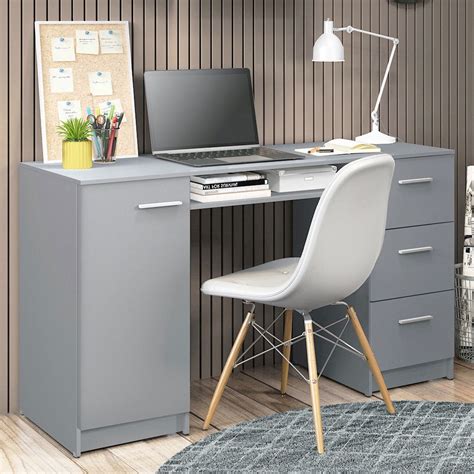 MADESA Home Office Computer Writing Desk With 3 Drawers 1 Door And 1