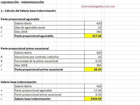 Tabla Calcular Finiquito