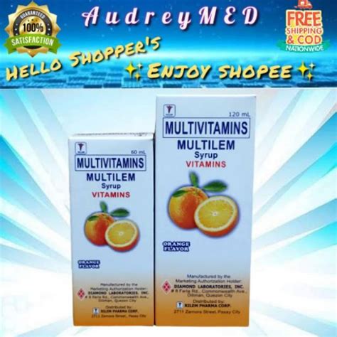 Multivitamins Multilem Syrup 60ml 120ml Shopee Philippines