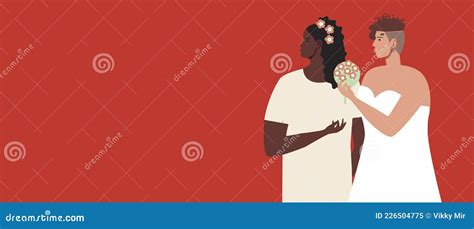 Lesbian Wedding Copy Space Template Flat Vector Stock Illustration With LGBTQ Wedding Ceremony