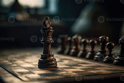 Chess pieces on chessboard, dark background. 22851455 Stock Photo at ...