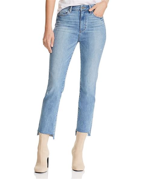 Paige Hoxton High Rise Straight Jeans In Zyra Destructed 100