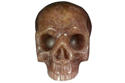 Realistic Carved Strawberry Quartz Crystal Skull For Sale