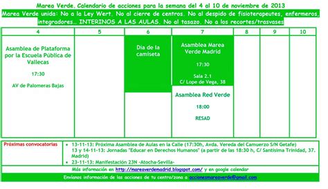 Mareaverde Calendario De Acciones De La Marea Verde Para La Semana Del