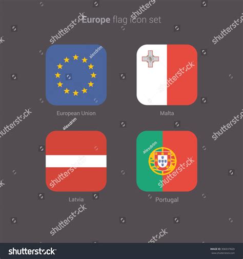 European Countries Flat Flags Set Stock Vector Illustration 306937820 : Shutterstock