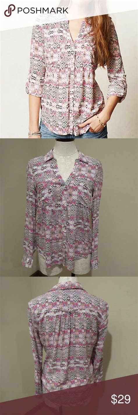 Anthropologie Maeve Islet Buttondown Blouse Top No Flaws Beautiful