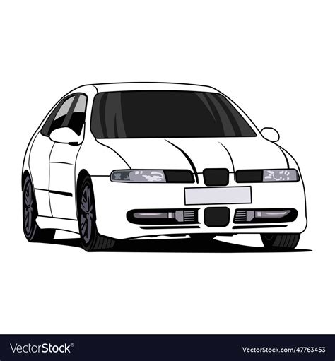 Front view car black and white Royalty Free Vector Image