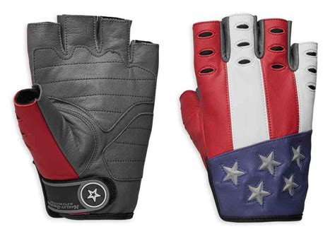 Harley Davidson® Men S Patriot Fingerless Leather Reflective Gloves 98106 19vm Wisconsin