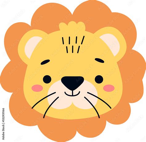 lion animal face cartoon art Stock Illustration | Adobe Stock