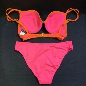 Kate Spade Swim Kate Spade Underwire Contrast Trim Bikini Swimsuit Large Radiant Pink Orange