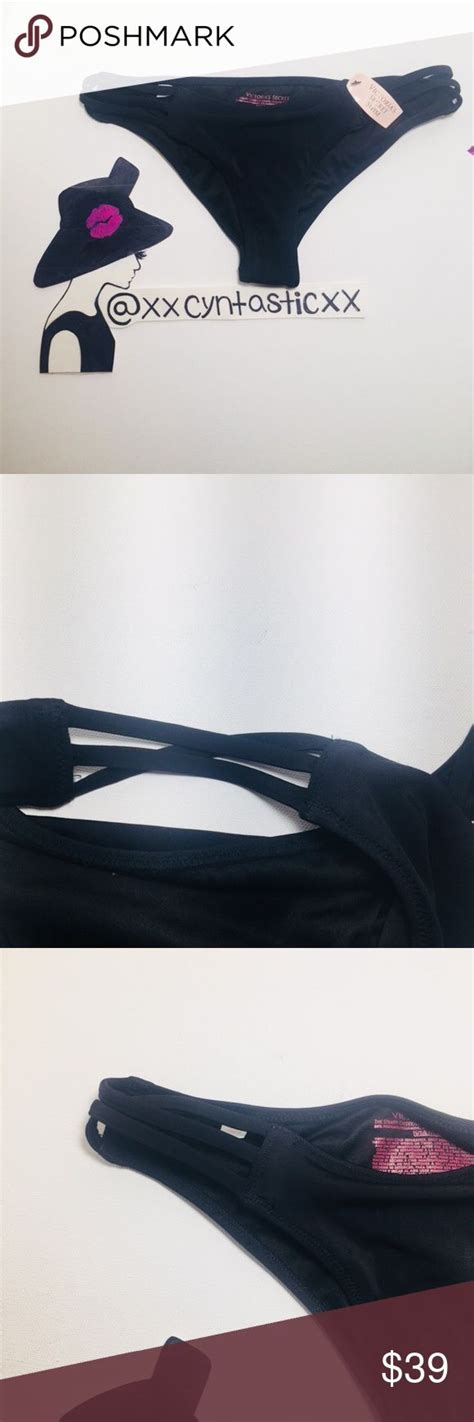 Victorias Secret Swim Black Cheeky Strappy Sz Xs Cheeky Bikini