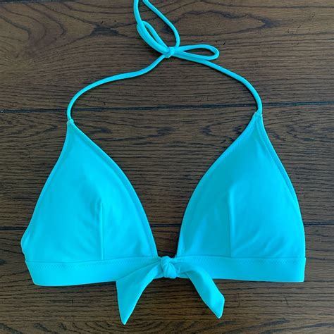 Victorias Secret Aqua Blue Halter Bikini Top Gem