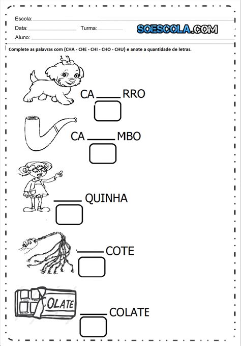 Atividades Para Alfabetizacao Cha Che Chi Cho Chu Bullet Journal