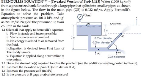 Solved Bernoullis Equation ∗∗∗− Tweaked Version Of Prob