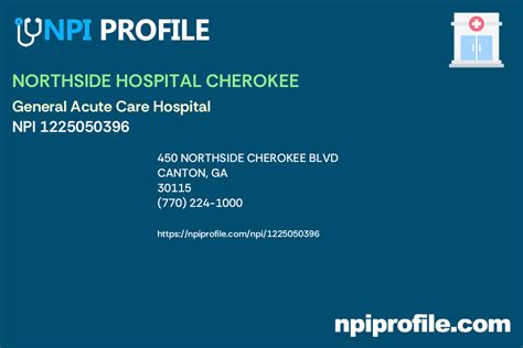 NORTHSIDE HOSPITAL CHEROKEE NPI 1225050396 General Acute Care