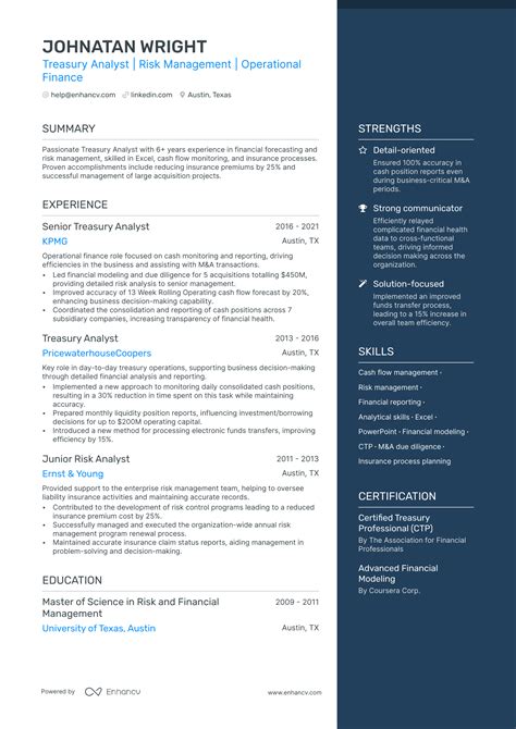 5 Treasury Analyst Resume Examples Guide For 2024