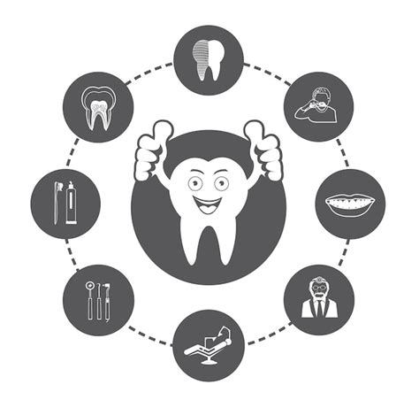 Dente Sorridente Dos Desenhos Animados E Conjunto De Cones Dent Rios