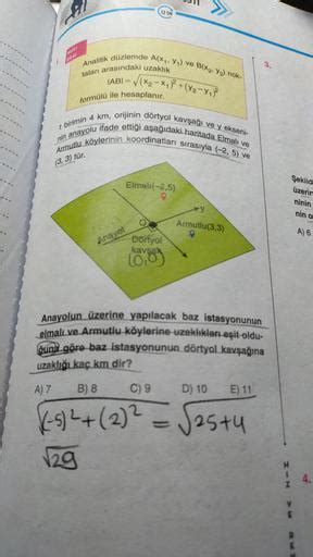 Bİlgİ Analitik Düzlemde A X₁ Y₁ Ve B X2 Y₂ Nok Taları Arasındaki