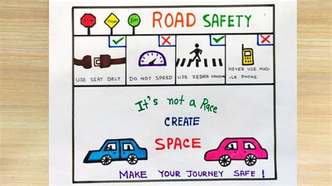 Road Safety Poster Drawing Easy Idea For Kids School, 42% OFF