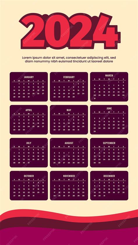 Premium Vector Premium Vector 2024 Calendar Template A Design Typography